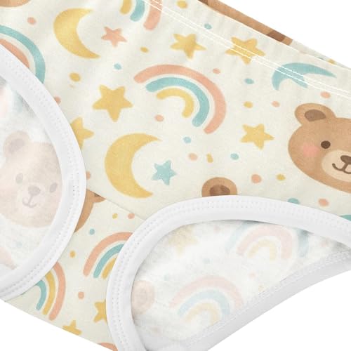 Joisal Cotton Toddler Girls Underwear Cute Bear Rainbows Beige Cute Panties Girl Fun Kids Undies Briefs 2t4