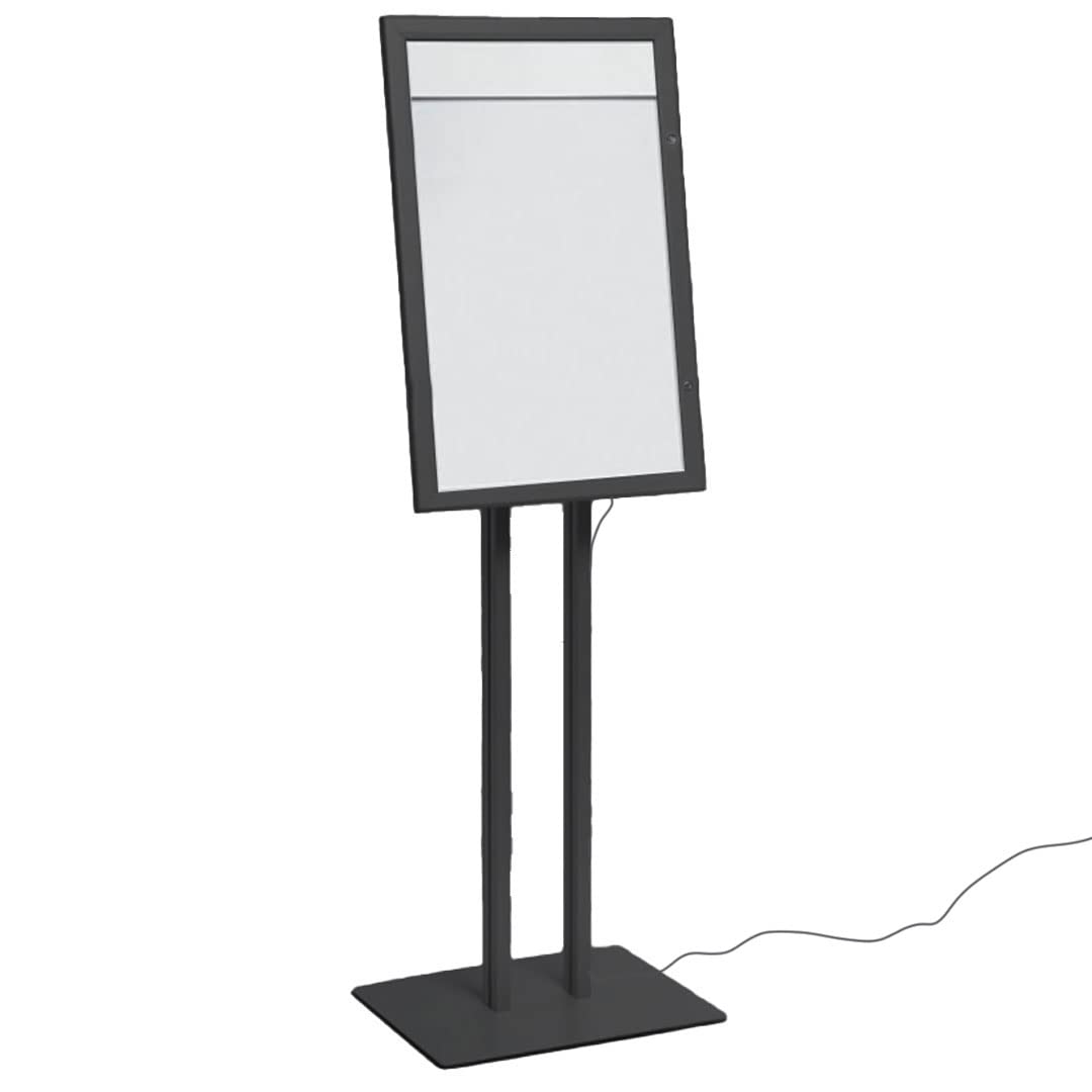 Danieli Store - Expositores de Pie 4xA4 para Exterior. Soporte Para Menu de Aluminio con Llave. Atril para Tiendas y Restaurantes. Porta Menu Exterior con y sin Luz LED Con Panel Personalizable