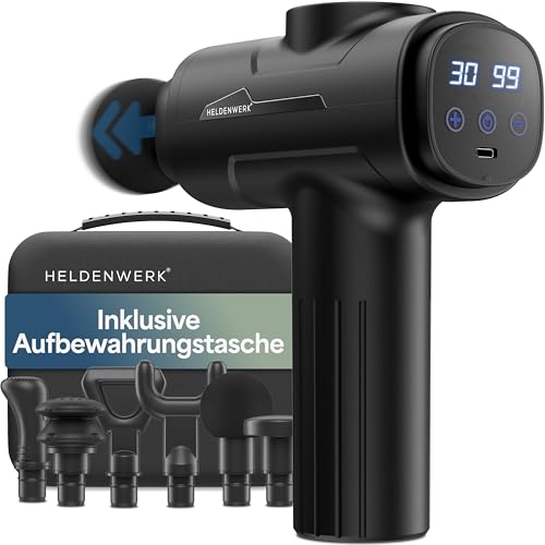 Pistolet do masażu z 6 głowicami do masażu i 30 prędkościami, ze złączem USB-C i ekranem dotykowym LCD, urządzenie do masażu mięśni, pistolet do masażu mięśni, pistolet do masażu mięśni (czarny)