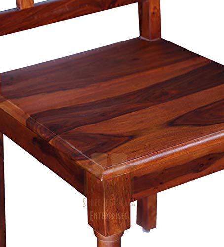Image of Solid Sheesham Wood Set of Two Dining Chairs for Dining Room | Study Room | Office | Guest Room | Finish Color - Honey Teak Finish |