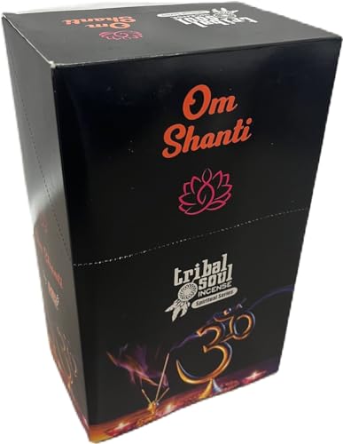 Tribal Soul Spiritual Incense Sticks Gift Box with Ceramic Holder for 12 Packs (Om Shanti), Brown