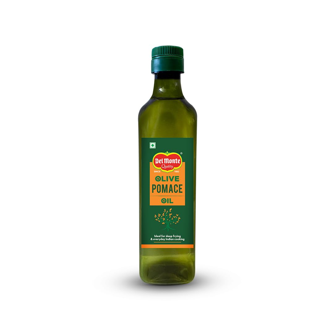 Del Monte Pomace Olive Oil (Imported) | All purpose cooking oil for everyday Indian cooking | Ideal for deep frying, roasting, baking | High MUFA & Low in Saturated Fat | 500ml PET Bottle