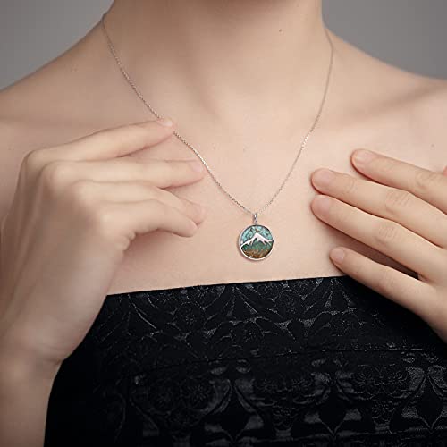 Lauren-Spencer Mountain Necklace for Women, Stainless Steel Pendant Necklace in Turquoise Sodalite Stone Chips, Dainty Nature Necklaces Jewelry for Skiers, Hikers, Campers, Climbers and Nature Lovers3