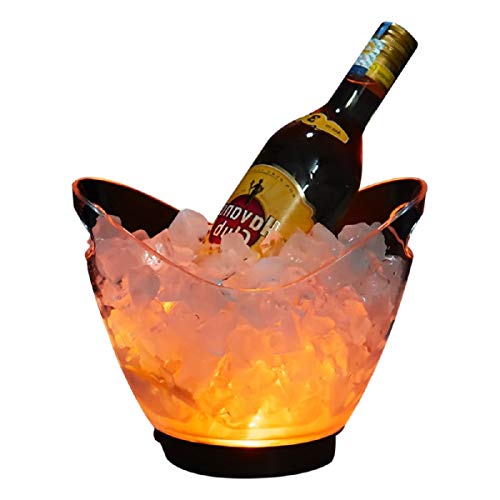 LED Ice Buckets, Colors Changing LED Cooler Bucket Waterproof Ice Bucket Party Champagne/Wine/Beer Bucket, 7-Color Gradient Luminous Acrylic Ice Bucket, For Party/Home/Bar/KTV Club(2L Battery Powered)