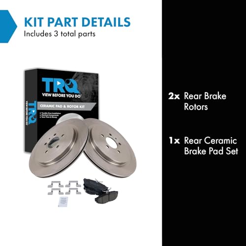 Image of TRQ Rear Brake Pad and Rotor Set Ceramic Compatible with 2013-2014 Ford Mustang