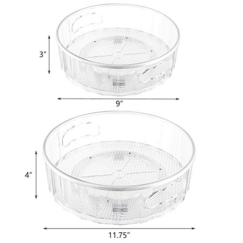 Hedume Set Of 2 Lazy Susan Turntable With Handle, Basics Plastic Kitchen Turntable, Multifunctional Spice Racks Organizer, 360 Degree Rotating Food Storage Container For Refrigerator Or Countertop #TOP4