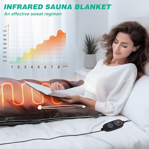 Infrared Sauna Blanket, Far Infrared Sauna for Home Detox Relaxation, Portable Sauna Infrared Blanket, 113-176℉, 30-60 Minutes Timer, 6 ft x 2.62 ft - Image 4