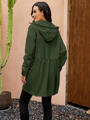 PITINAN Womens Rain Jacket Lightweight Waterproof Jacket With Hood Outdoor Packable Raincoat with Pockets S-XXL