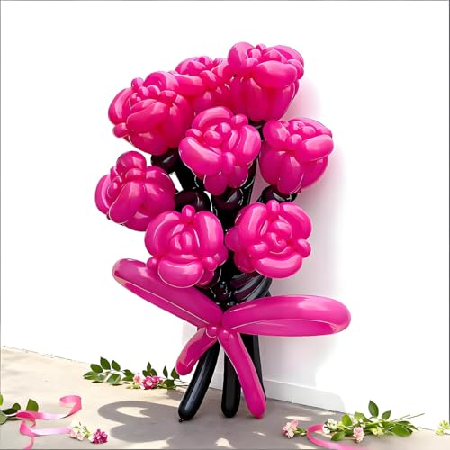 Image of 260 Hot Pink Long Balloons for Balloon Garland Thickening Skinny Latex Twisting Animals Modeling Christmas Birthday Wedding Party Festival Decorations 100pcs