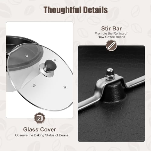 HinLIaDa Electric Coffee Roaster, 800W 110V Household Coffee Bean Roasting Baking Machine, Coffee Bean Roaster Machine with Lid, 0-240℃ Temperature Adjustment, Non-stick Pot, for Cafes Families Clubs