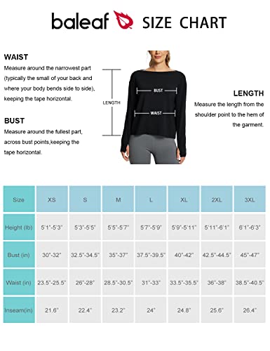 Baleaf Workout Shirts For Women Loose Fit Long Sleeve Tee Shirts Athletic Activewear Yoga Tops With Thumb Hole Black M #TOP6