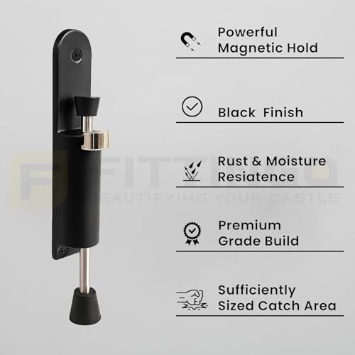 Image of Black Kick Down Door Stopper Zinc Alloy Pack of 2