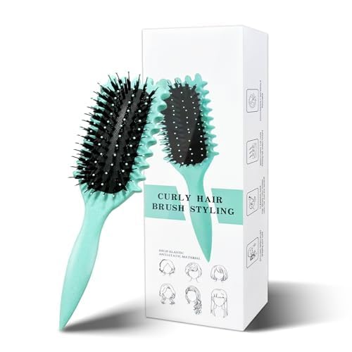 Curl Hair Brush, Lockenbürste, Curl Define Styling Brush, Curl Define Stylingbürste, Haarbürste zum Entwirren für Frauen (Grün)