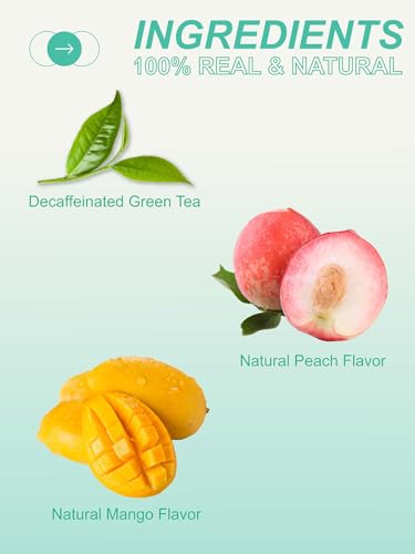 Image of TeeLux Decaf Mango Peach Green Tea, Flavored Decaffeinated Green Tea, 100ct