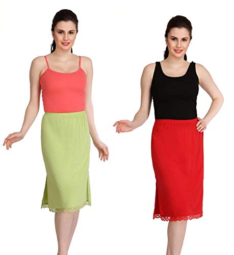 Image of Splash Cotton Rich Regular Skirt Slip for Women - Knee Length
