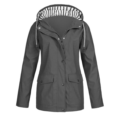 OIOLOYJM Yellow Rain Jacket Womens Waterproof with Hood Light Weight Jackets for Women Casual Fall Winter Plus Size Raincoat