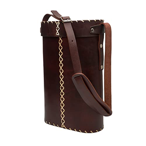 Matero Bag for Yerba Mate Gourd and Thermos, Leather, Handle and Shoulder Strap, Essential for Travel and Home Use