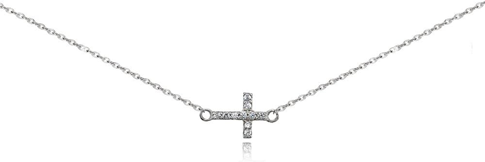 Cross Necklace, Layered Necklaces for Women, Choker Necklace, Short Necklace, Cubic Zirconia Cross Necklace, Layering Necklaces for Women, Sterling Silver, Rose Gold, Dainty Gold Necklace for Women