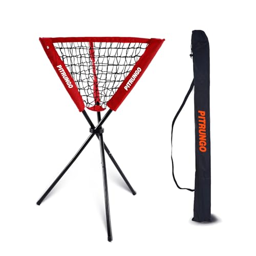 Pitrungo Baseball Softball Ball Caddy Bag Detachable Portable for Batting Hitting Pitching Drills Training Equipment Save Your Back No More Bending Holds up to 40 Baseballs Instant Setup