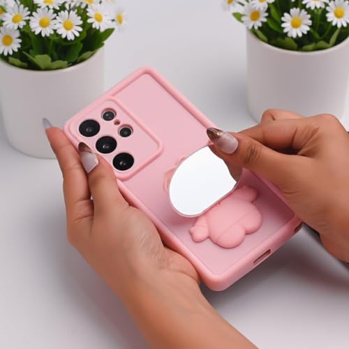 Image of Peeperly Back Cover Case for Samsung Galaxy S23 Scratch Resistant TPU Shockproof Protective Durable Meow Makeup Mirror Case for Girls & Women(Pink)