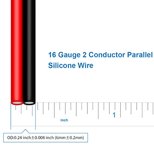 BNTECHGO 16 Gauge 2 Conductor Parallel Silicone Wire Spool Red Black Lead Wire 25 ft Stranded Wire