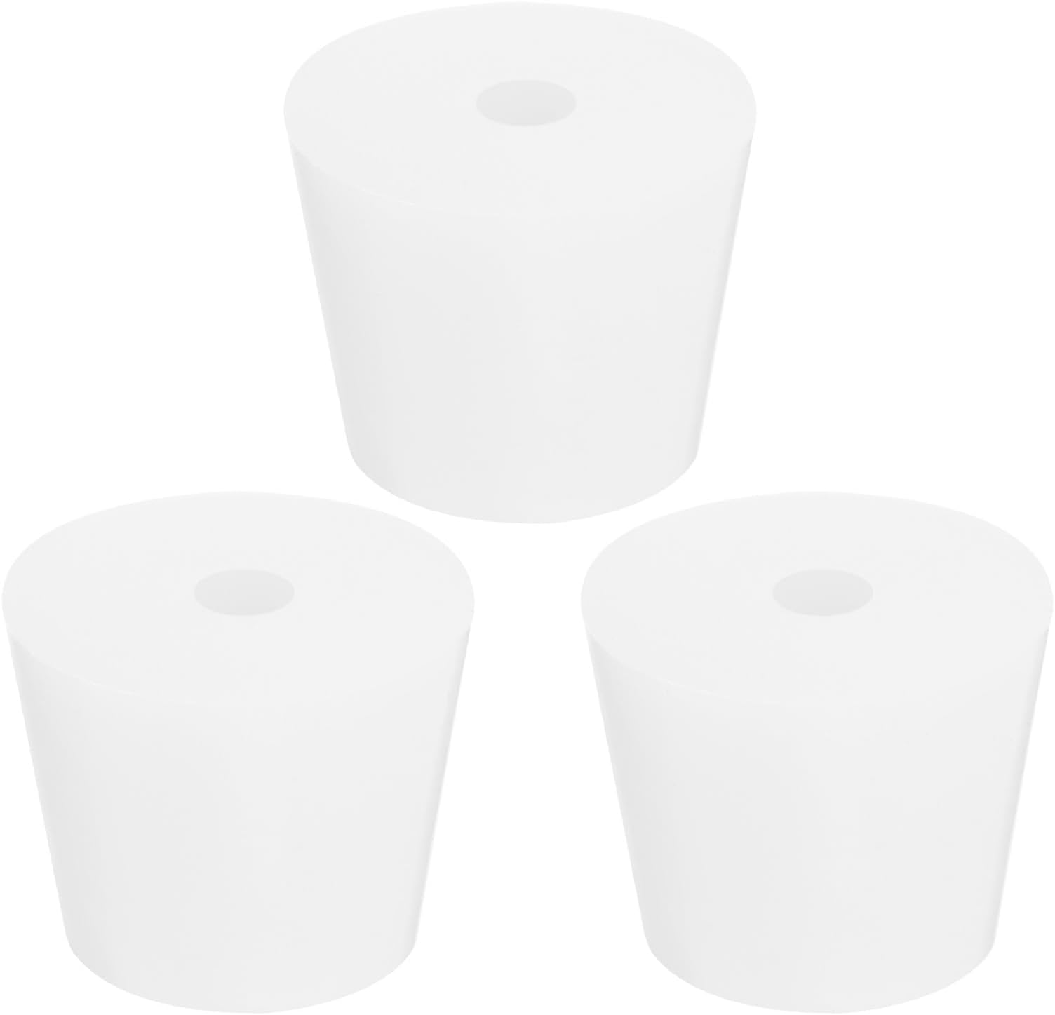 uxcell シリコンゴム テーパープラグ 28mm～36mm 実験用試験管ストッパー 穴付き 白 3個入り