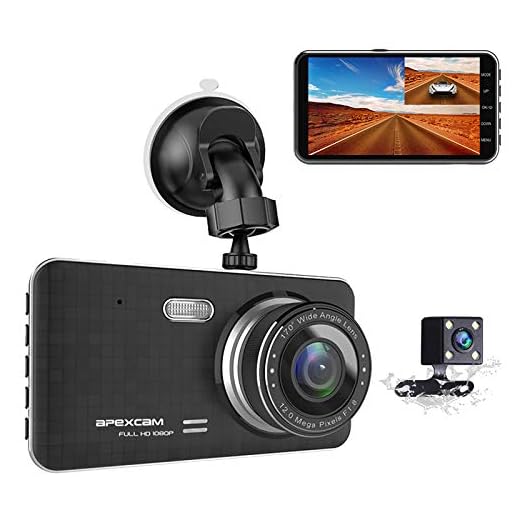 Apexcam Cámara de Coche Dash CAM 4.0" IPS 1080p FHD Lente Doble Conducir grabadora 170 ° Gran Angular G-Sensor WDR Grabación de Bucle DVR Monitor de estacionamiento Visión Nocturna