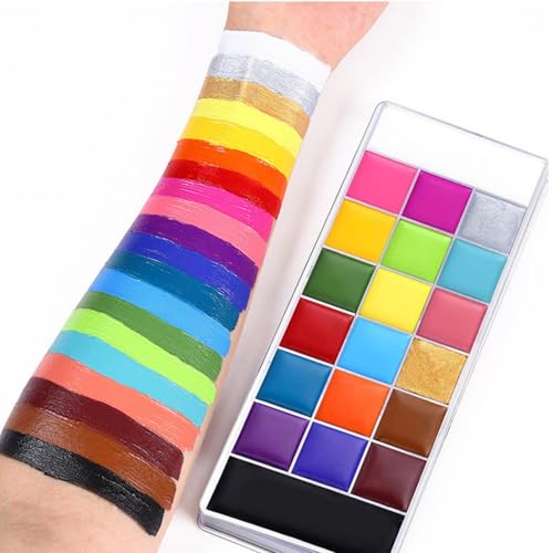 Pintura facial y corporal, 20 colores Pintura al óleo profesional Flash Tattoo Maquillaje Paleta Pintura Arte Fiesta de Halloween Vestido elegante Paleta de belleza