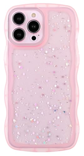 Cyberowl Compatible with iPhone 14 Pro Max,Cute Kawaii Bling Sparkle Glitter Frame Shape Soft Silicone Shockproof Protective Phone Case Cover for Women Girls Pink