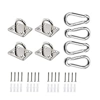 HOMPER M5 4Stück Edelstahl Karabiner und Augplatte mit Öse, für Decksplatte Sonnensegel Decken Wand Befestigung Haken,mit Schrauben