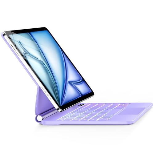 Image of for iPad Air 11 inch Case with Keyboard (M4 /M3 /M2,2026 / 2025 /2024), iPad Pro 11 (4th /3rd /2nd /1st Gen) & Air 5 /4th,Magic-Style Magnetic Case Keyboard with Backlight, Multi-Touch Trackpad (Purple)