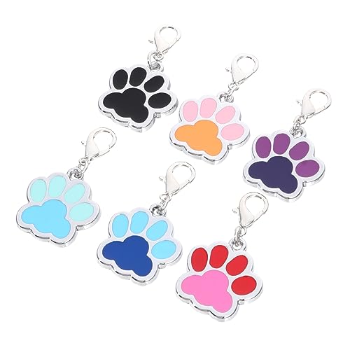 POPETPOP 6 Piezas etiqueta de perro mascota gatito etiquetas de perro personalizadas felpa collares de gato dog tag etiqueta de gato etiquetas de identificación de perro Aleación de zinc