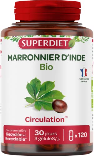 SUPERDIET - MARRONNIER D'INDE BIO - Circulation - Fabrication française - 120 gélules