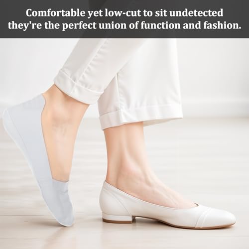 6 Pairs No Show Socks for Women (Women 5-12) Girl Non Slip Nylon Thin Footies Hidden Invisible Boat Silky Low Cut Liner Ankle Short Socks for Loafers Flats Loafers Lightweight Soft Stretchable4