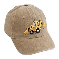 ZBHDEYG 1 Stück Kinder-Baseballkappe, Bagger-Bestickte Schirmmütze, Verstellbare Baseballkappe Mit Schnalle Hinten, Sonnenhut Mit Breiter Krempe, Outdoor-Sporthut, Sommersonnenhut (Khaki)