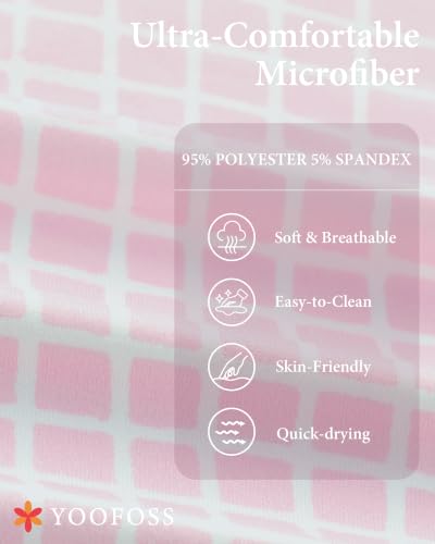 Image of Yoofoss 2-Pack Diaper Changing Pad Cover for Girls 32x16 (Gingham+Floral) | Soft & Easy-to-clean & Breathable, 360 Full Elastic Fit, Microfiber Fitted Sheets for Changing Table Pad