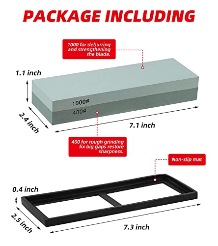 Luckut Sharpening Stone Whetstone Set Kitchen Knife Sharpener Stone Wet Stones For Sharping Knives Kit With Non-Slip Rubber Base (400/1000) #TOP1