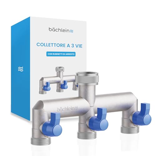 Bächlein - Splitter in ottone a 3 vie per uso domestico e giardino - Splitter a Y a 3 vie per una connessione idrica da 3/4 di pollice