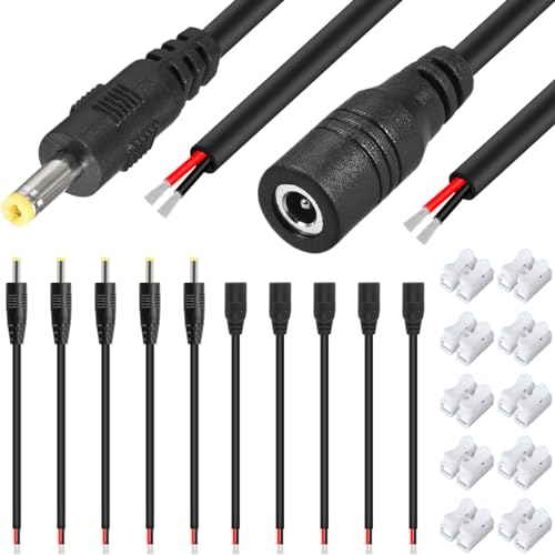 HAAMNING7 Câble d'alimentation en queue de cochon DC 4,0 mm x 1,7 mm, prise mâle DC, rallonge jack femelle pour connecteur DC DIY, pour caméra de sécurité...