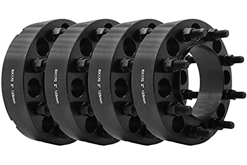 Complete Set of 8 Lug Billet Hub Centric Wheel Spacers Adapters 8x170 MM 2 Inch Thick Works with 1999-2002 Ford F-250 F-350 Dually W/ 14x2.0 Thread Same Day Shipping VW-HCA-81702142-125BK-4