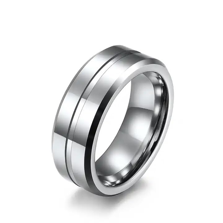 Silver Rings for Men Boys Boyfriend gents friends girls mens Platinum Black ring for men Blue Ring for Boys Stainless Steel finger Rings Stylish Fashion thumb band Combo set M478-image-49