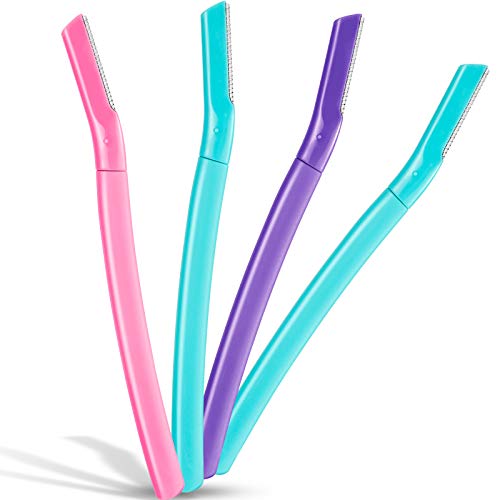 4 Pieces Facial Razors Hair Removal Tool Portable Facial Hair Remover Multipurpose Face Razor with Precision Cover for Women and Men, 3 Colors