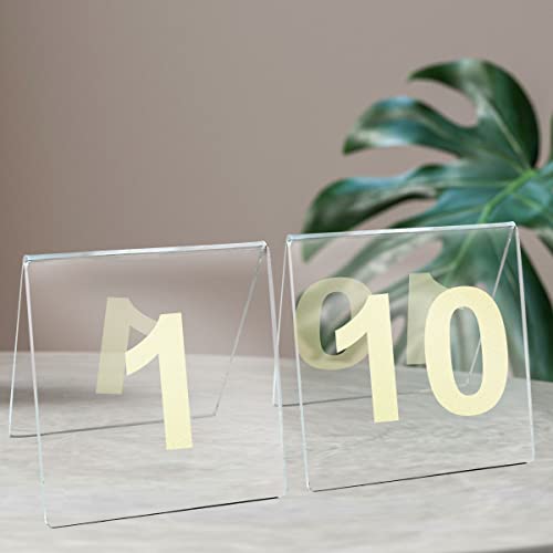 Tischnummern 1-10, doppelseitige goldene Zahlen auf transparentem Acryl, Tischnummern für Hochzeitsempfang Cover