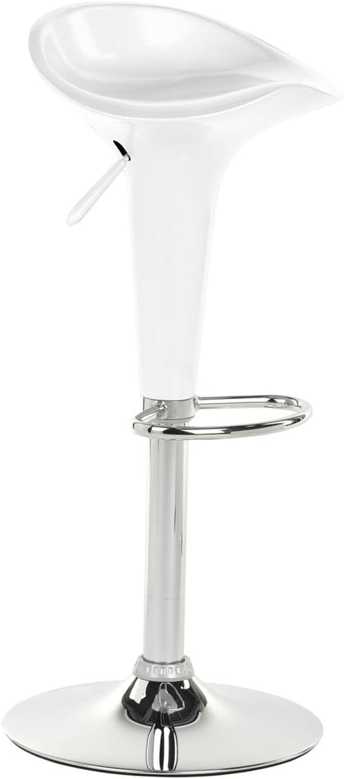 Displays2go Modern Bar Table Set, 2 Pub Chairs with 1 Highboy Table, Adjustable, White ABS Plastic and Chrome