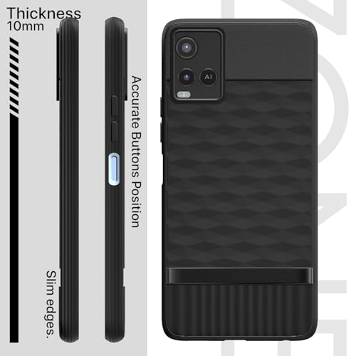 Image of Pikkme Back Cover for Vivo Y21 2021 / Y33s Camera Protection 3D Hexa Cube Design Silicone Protective Bumper Case (Black)