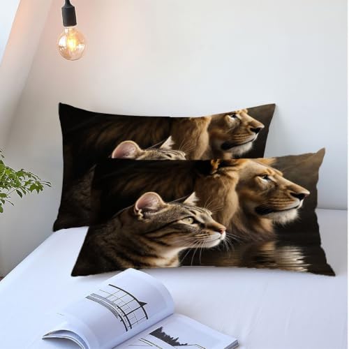 Parures de lit 240x260 cm lion brun avec housse de couette en microfibre - 6