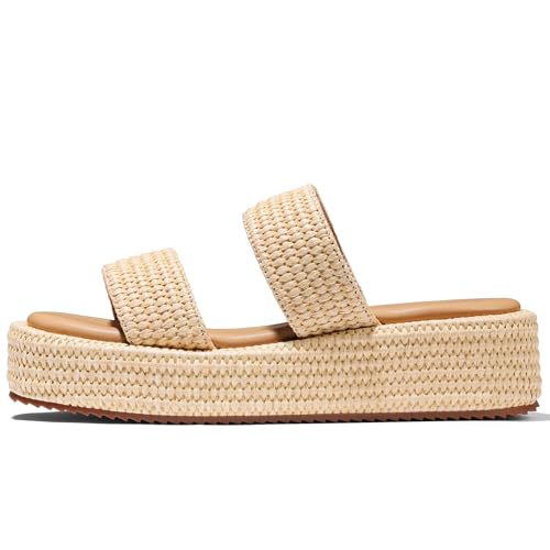 Image of Erocalli Platform Sandals Women Cute Wedge Espadrilles Slip on Summer Beach Raffia Vacation Sandal Comfortable Open Toe Dressy Shoes