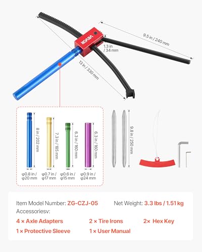 Outils de changement de pneus pour motos à adaptateurs d'axe