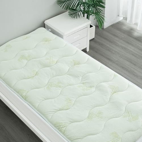 Viscose Twin XL Mattress Topper Pad, Dual Layer 2 Inch Cooling Thick Foam Mattress Topper Twin XL for College Dorm Room Essential, Non-Slip Mattress Pad, Light Green