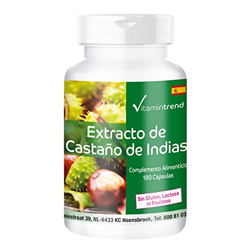 Extracto de castaño de Indias 300mg - 180 cápsulas veganas altamente dosificado - 20% de Escina | Vitamintrend®